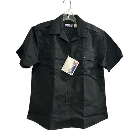 Blauer Women's Gray Short Sleeve Button-Up Work Shirt Size L - Picture 1 of 8
